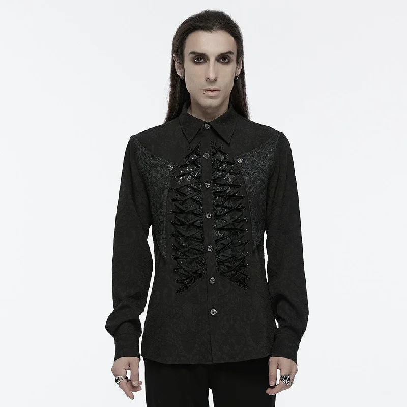 Men's Gothic Skeleton Drawstring Shirt