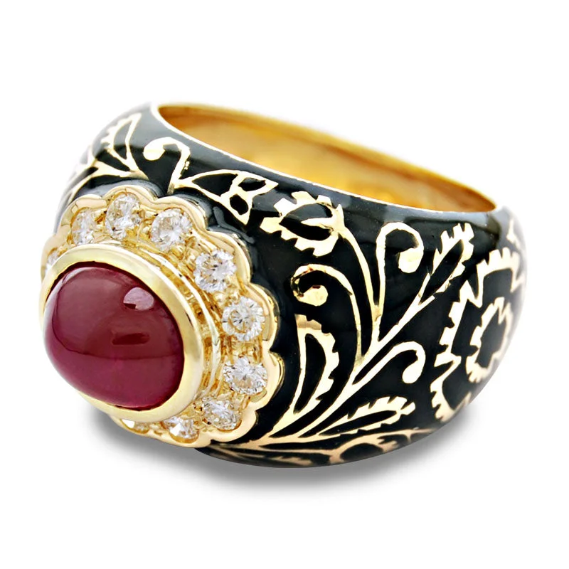 Ring-Ruby and Diamond (Enamel)