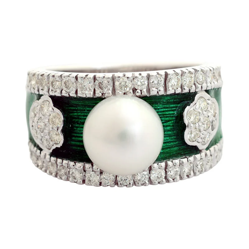 Ring-South Sea Pearl and Diamond (Enamel)