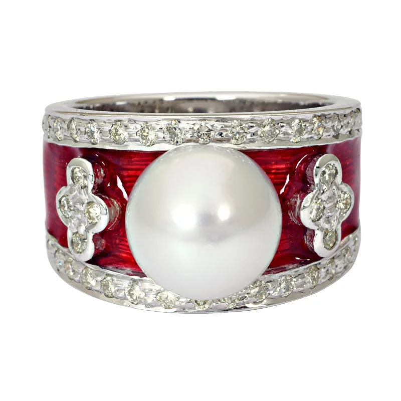 Ring-South Sea Pearl and Diamond (Enamel)