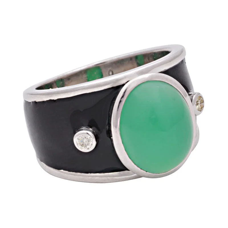 Ring-Chrysoprase and Diamond (Enamel)