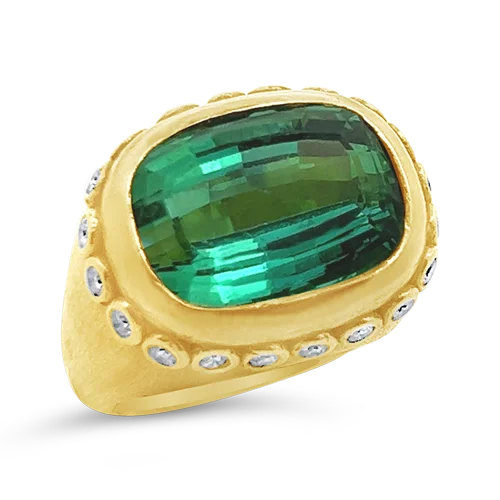 Green Tourmaline & Diamond Estate Ring