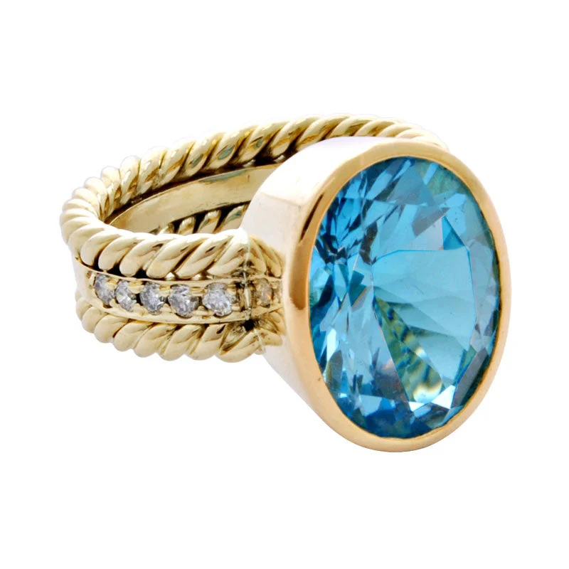 Ring-Blue Topaz and Diamond