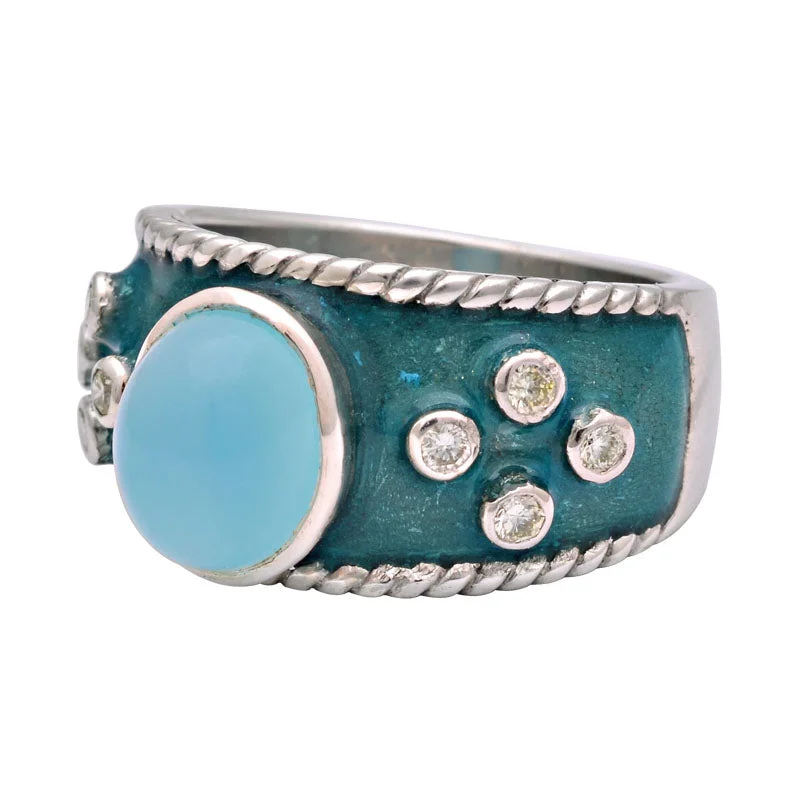 Ring-Chalcedony and Diamond (Enamel)