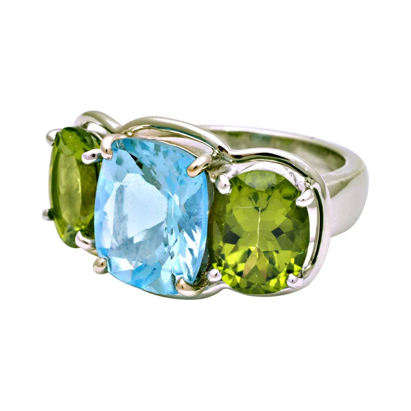 Ring-Blue Topaz and Peridot