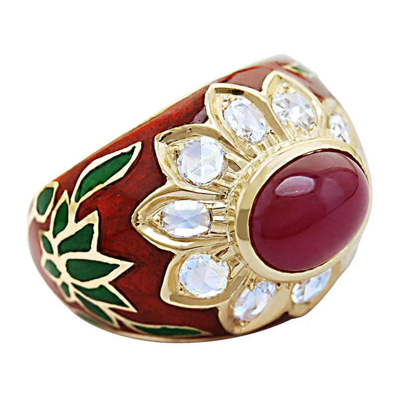 Ring-Ruby and Diamond (Enamel)