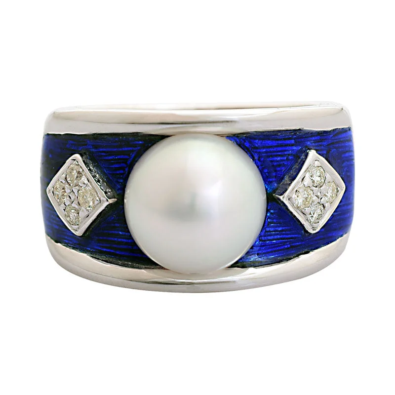 Ring-South Sea Pearl and Diamond (Enamel)