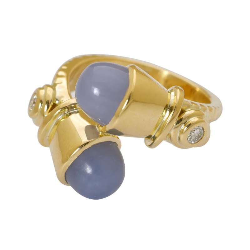 Ring- Chalcedony and Diamond in 18K Gold