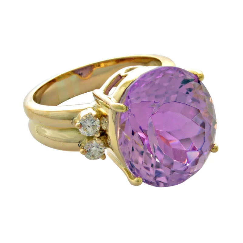 Ring-Kunzite and Diamond