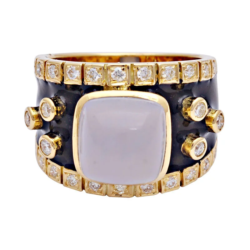 Ring-Chalcedony and Diamond (Enamel)