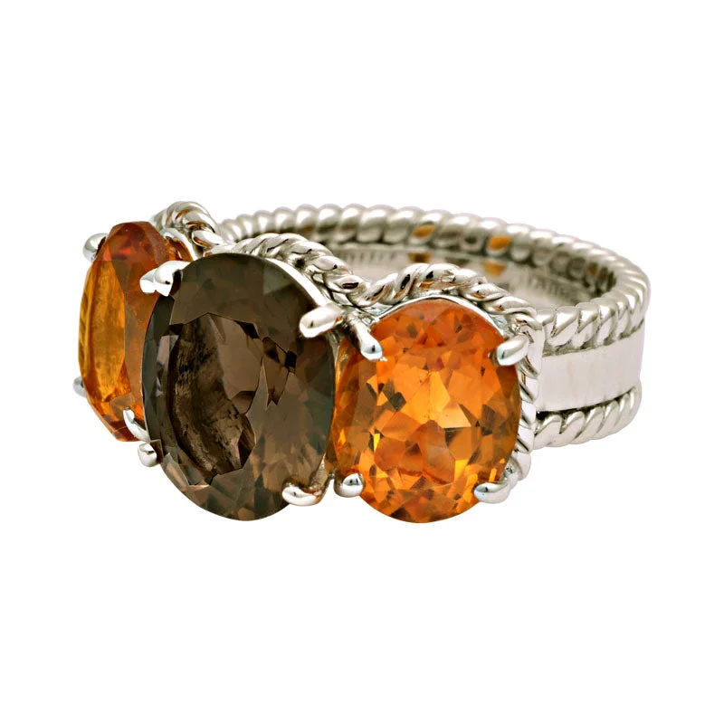 RING- SMOKEY QUARTZ AND CITRINE