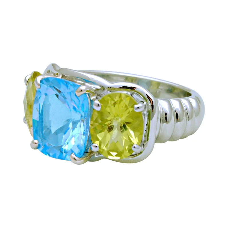 Ring-Blue Topaz and Lemon Quartz