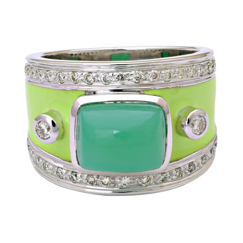 Ring-Chrysoprase and Diamond (Enamel)