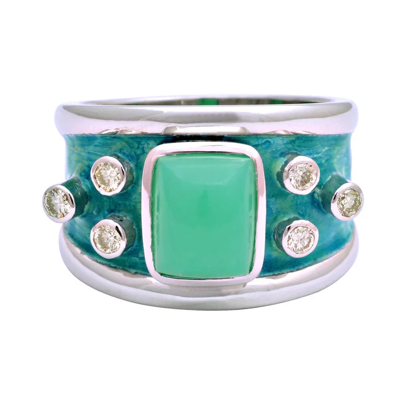 Ring-Chrysoprase and Diamond (Enamel)