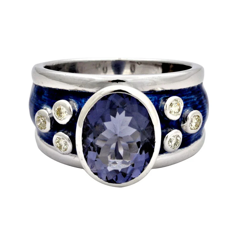 Ring-Iolite and Diamond (Enamel)