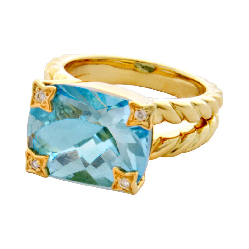 Ring-Blue Topaz and Diamond