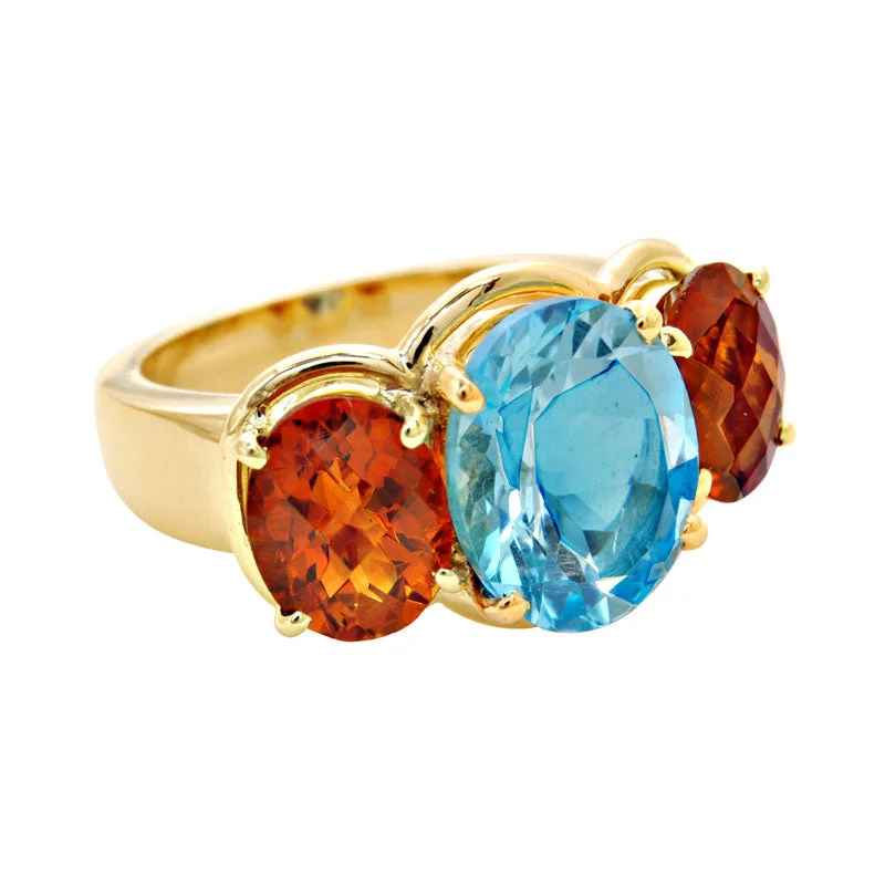 Ring-Blue Topaz and Citrine