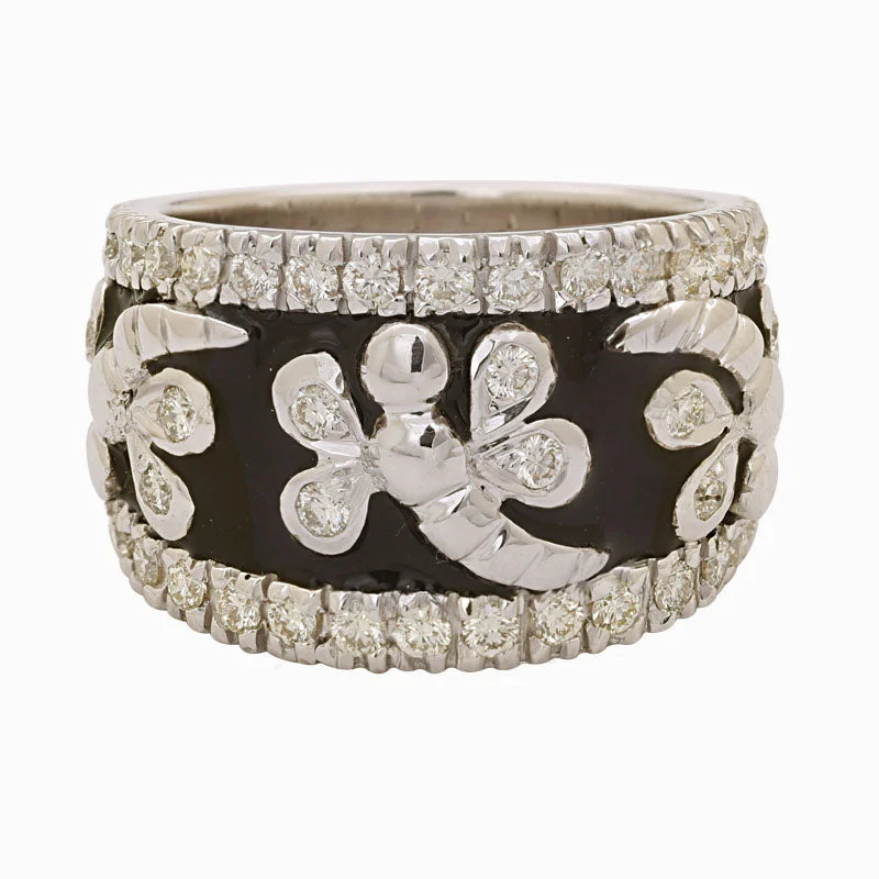 RING- DIAMOND (ENAMEL) IN SILVER