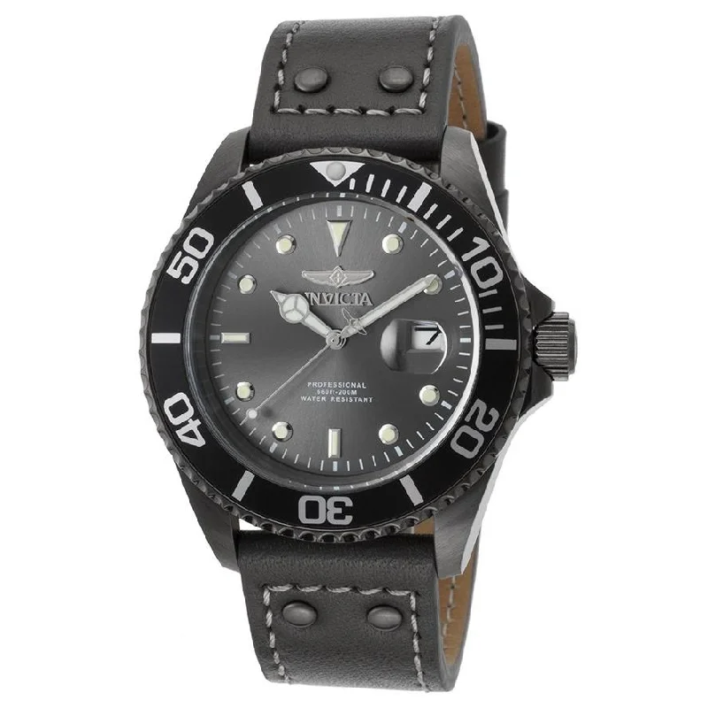 Invicta Men's 22077 Pro Diver Grey Leather Watch