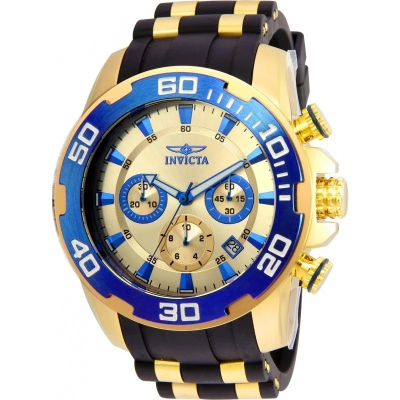 Invicta Men's 22343 Pro Diver Scuba Black and Gold-Tone Polyurethane and Stainless Steel Watch