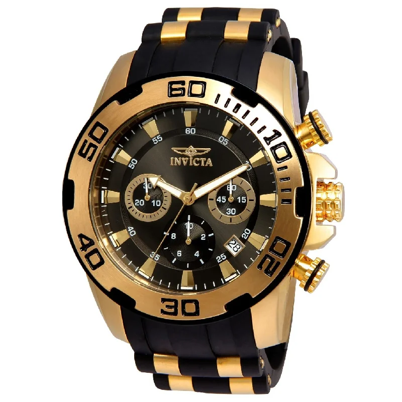 Invicta Men's 22344 Pro Diver Scuba Black and Gold-Tone Polyurethane and Stainless Steel Watch