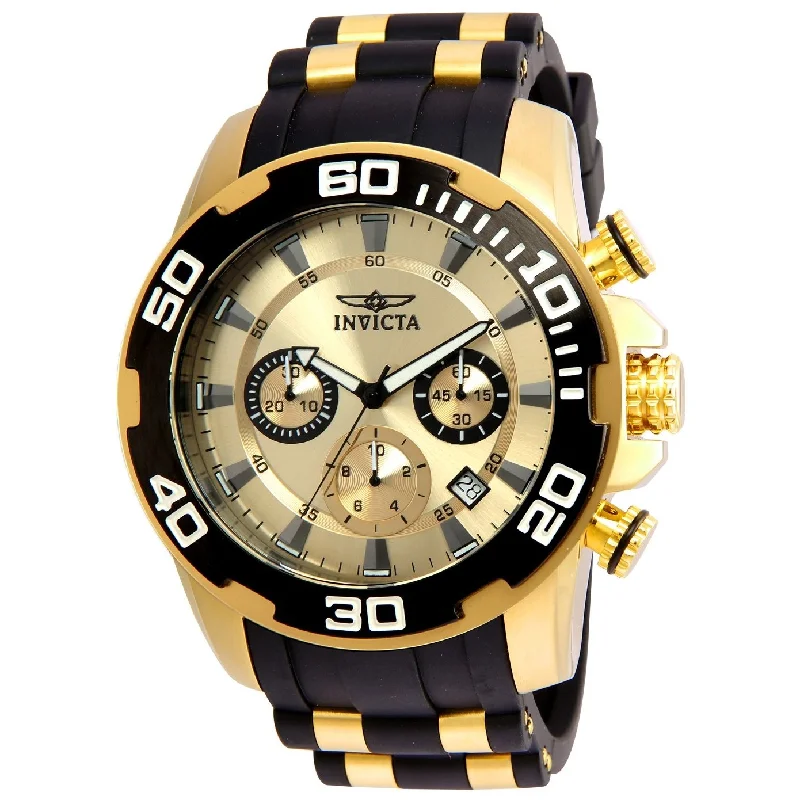 Invicta Men's 22346 Pro Diver Scuba Black and Gold-Tone Polyurethane and Stainless Steel Watch