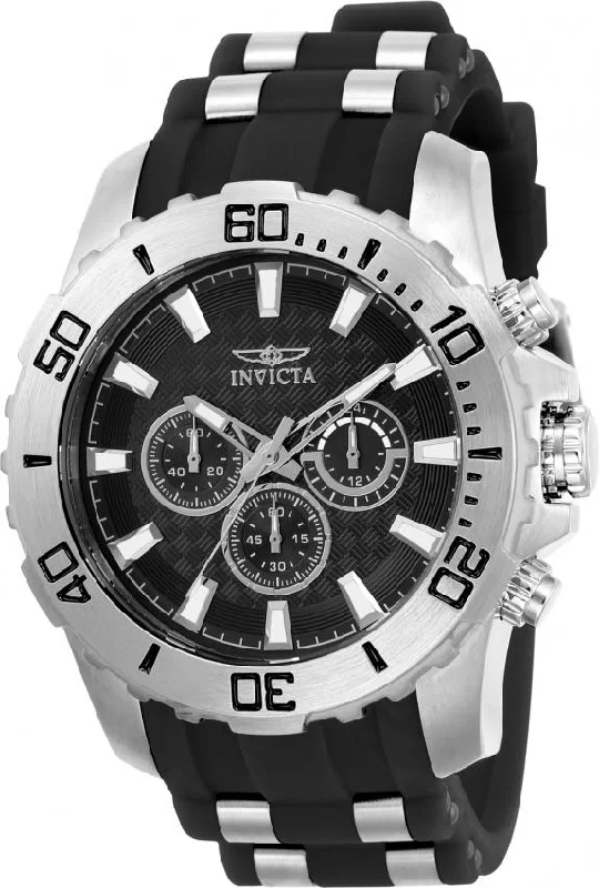 Invicta Men's 22555 Pro Diver Scuba Black and Silver Polyurethane and Silver Watch