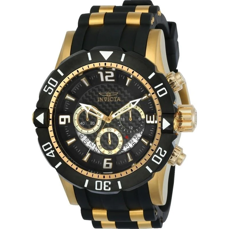 Invicta Men's 23702 Pro Diver Black and Gold-Tone Polyurethane and Stainless Steel Watch