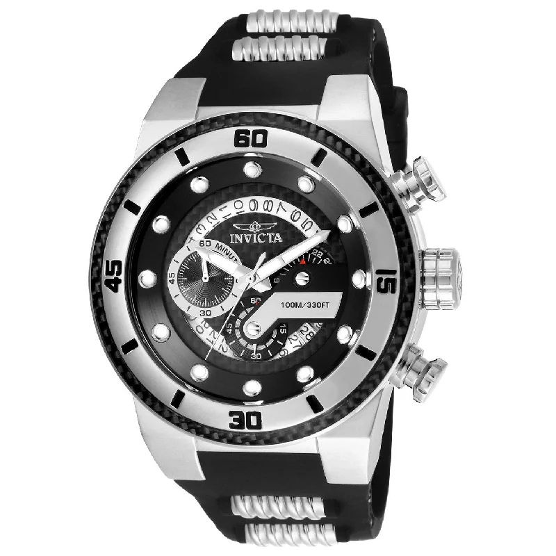 Invicta Men's 24221 S1 Rally Black and Silver Polyurethane and Stainless Steel Watch