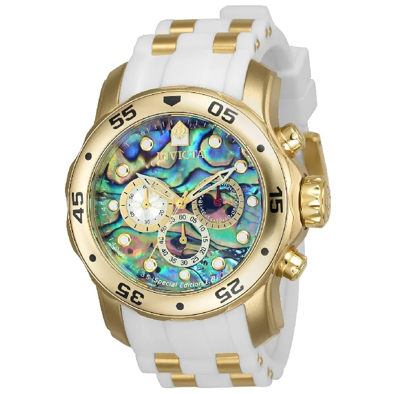 Invicta Men's 24840 Pro Diver Scuba White and GLD Ins Polyurethane and Stainless Steel Watch