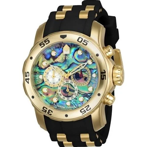 Invicta Men's 24841 Pro Diver Scuba Black and Gold-Tone Inserts Stainless Steel Watch