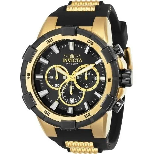 Invicta Men's 25135 Aviator Black and Gold-tone Polyurethane and Stainless Steel Watch