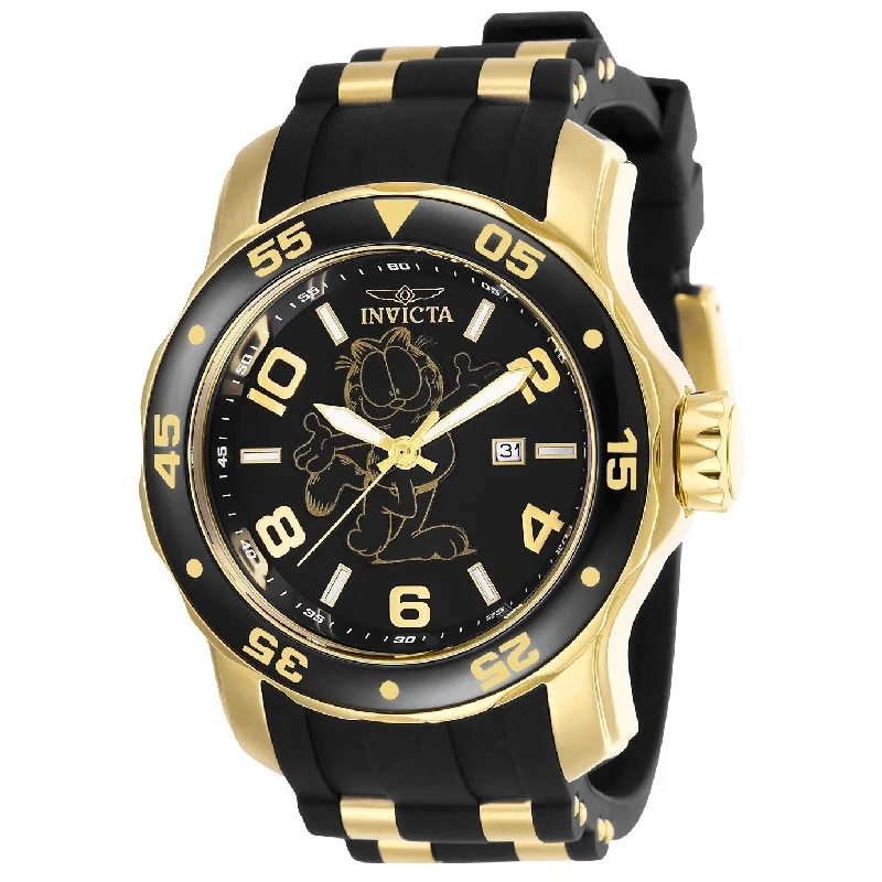 Invicta Men's 25157 Character Garfield Black and Gold-Tone Polyurethane and Stainless Steel Watch