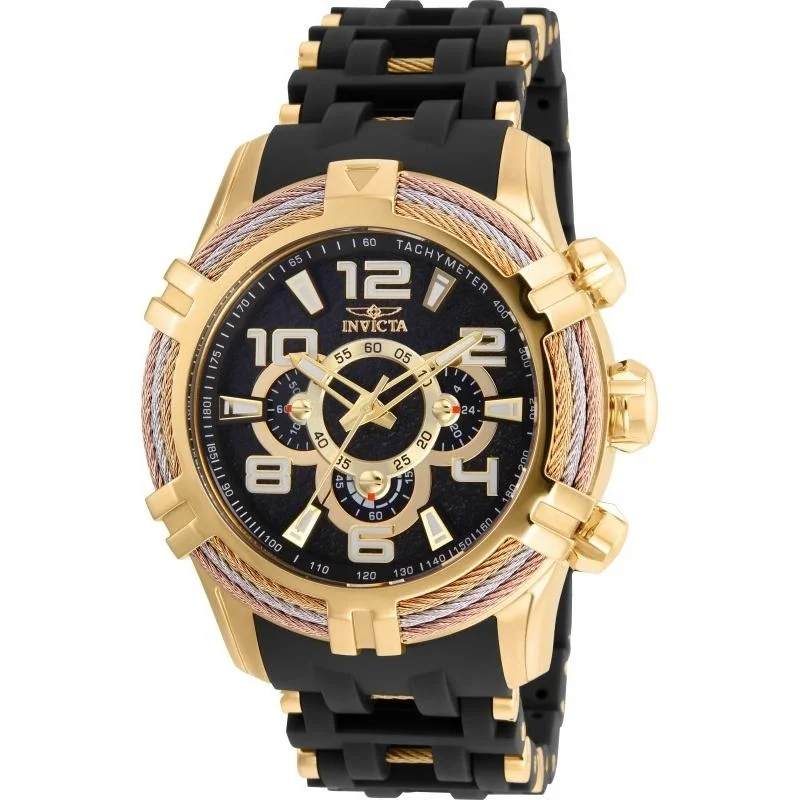 Invicta Men's 25555 Bolt Black and Gold-Tone Polyurethane and Stainless Steel Watch