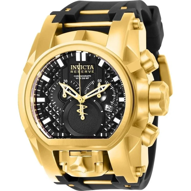 Invicta Men's 25607 Reserve Bolt Zeus Black and Gold-tone Polyurethane and Stainless Steel Watch