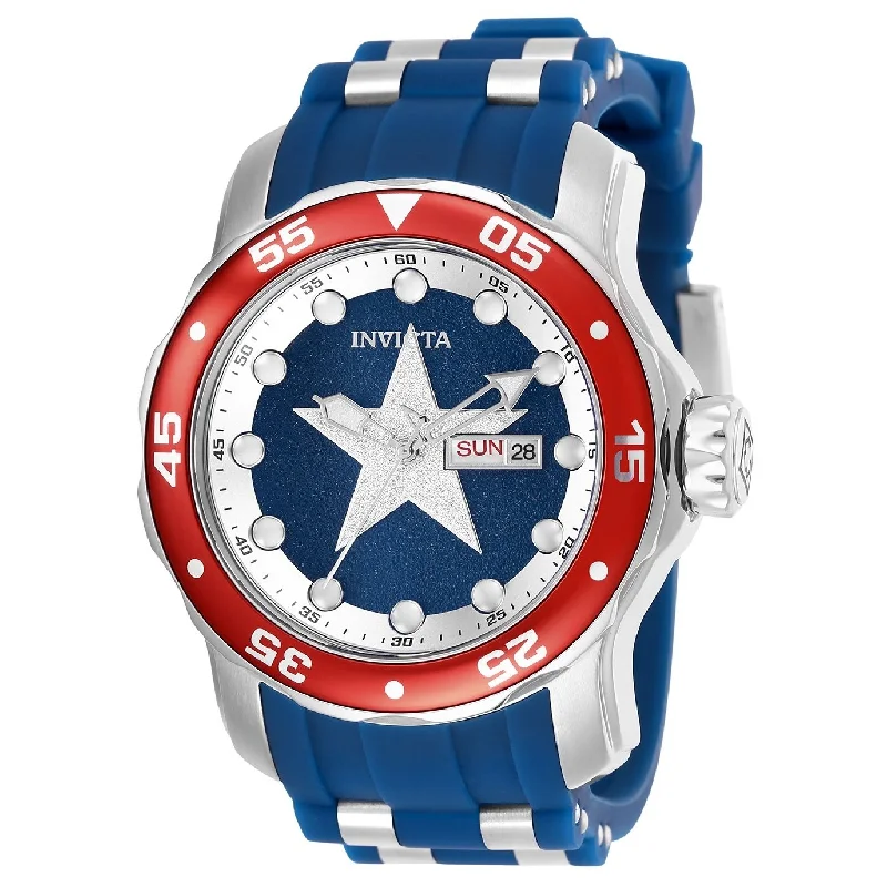 Invicta Men's 25703 Marvel Captain America Blue and Silver Silicone Watch