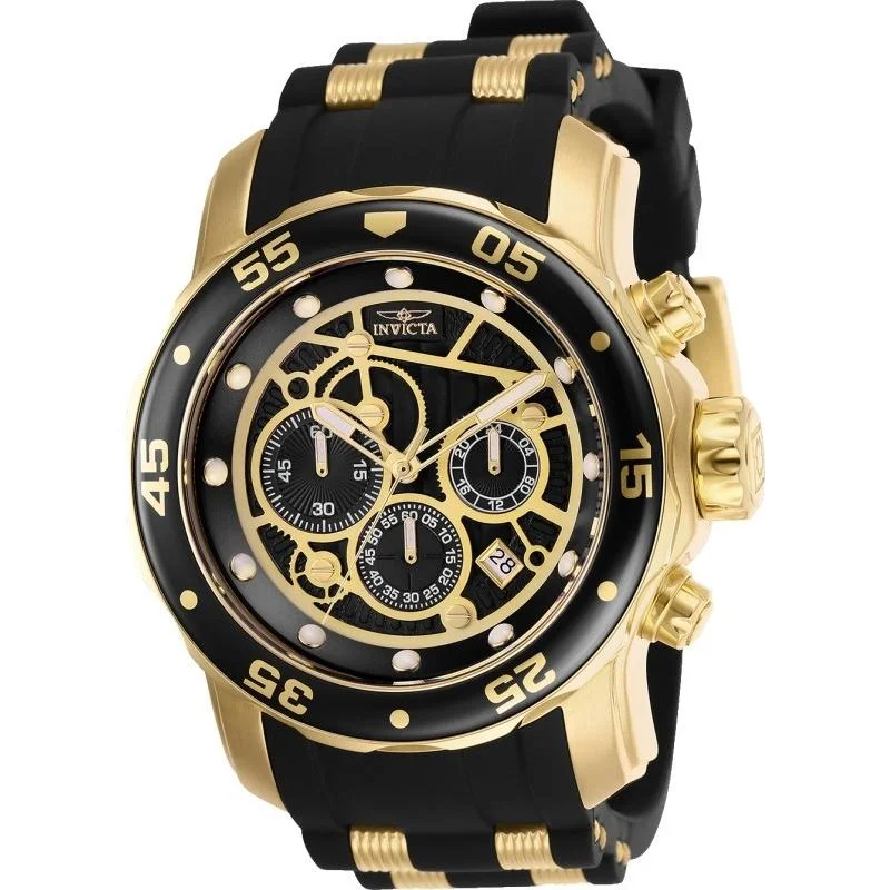 Invicta Men's 25710 Pro Diver Scuba Black and Gold-tone Inserts Polyurethane and Stainless Steel Watch