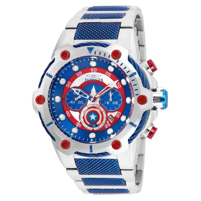 Invicta Men's 25780 Marvel Captain America Blue and Silver Stainless Steel Watch