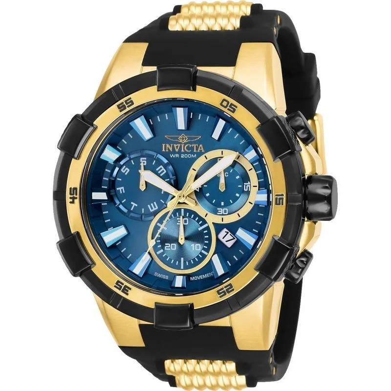 Invicta Men's 25858 Aviator Black and Gold-Tone Polyurethane and Stainless Steel Watch