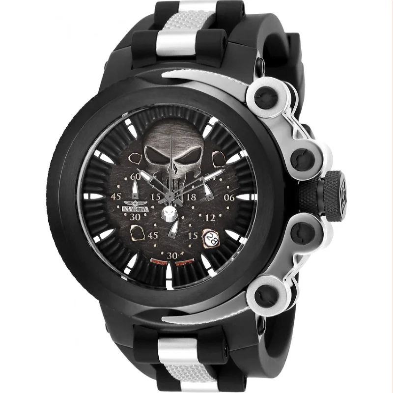 Invicta Men's 26006 Marvel Punisher Black and Silver Polyurethane and Stainless Steel Watch