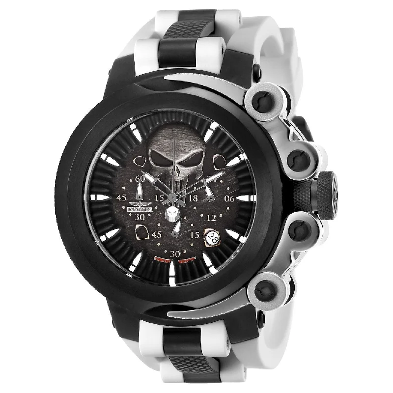 Invicta Men's 26007 Marvel Punisher Black and White Silicone Watch