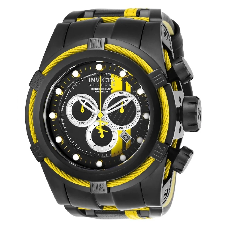 Invicta Men's 26472 Reserve Race Team Black and Yellow Leather and Stainless Steel Watch