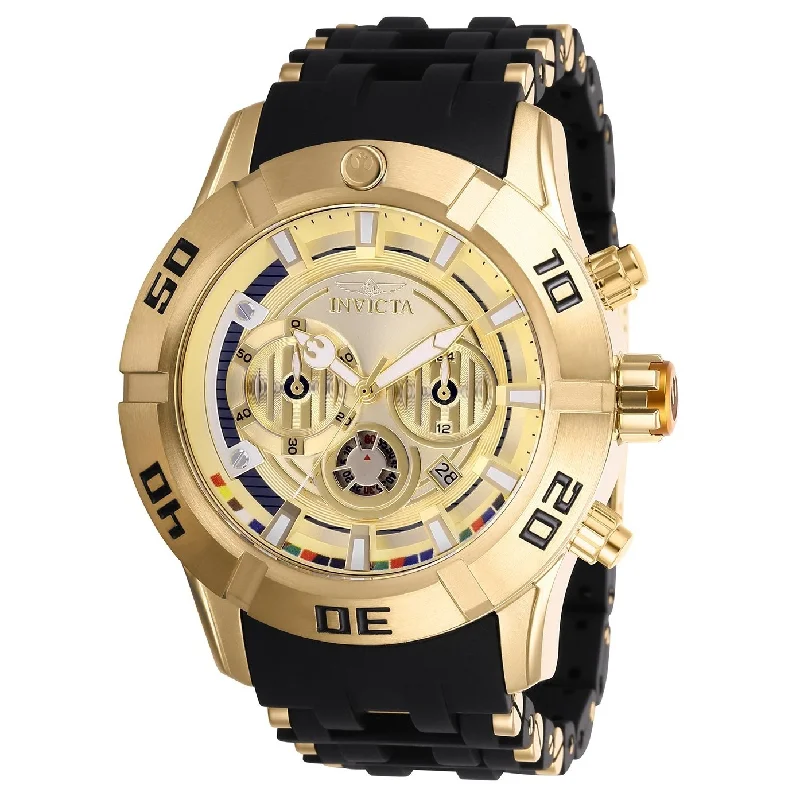 Invicta Men's 26549 Star Wars C-3PO Black Polyurethane and Stainless Steel Watch