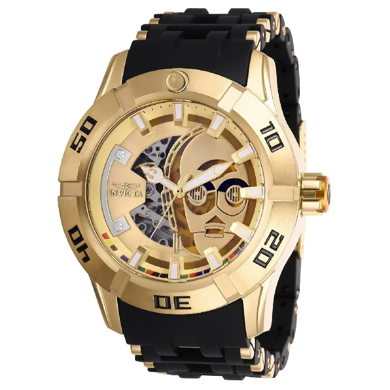 Invicta Men's 26550 Star Wars C-3PO Automatic Black and Gold-Tone Inserts Polyurethane and Stainless Steel Watch