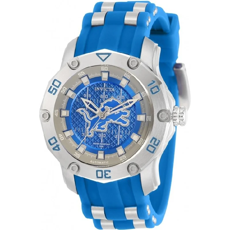 Invicta Women's 32883 NFL Lions Automatic Blue and Silver Silicone Watch