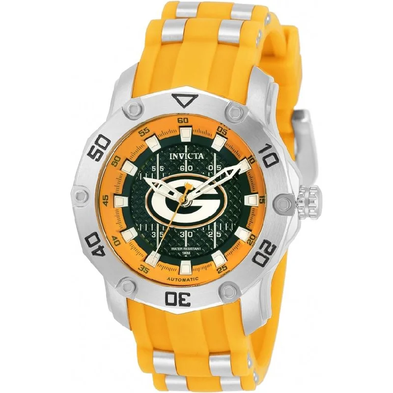 Invicta Women's 32884 NFL Packers Automatic Yellow and Silver Silicone Watch