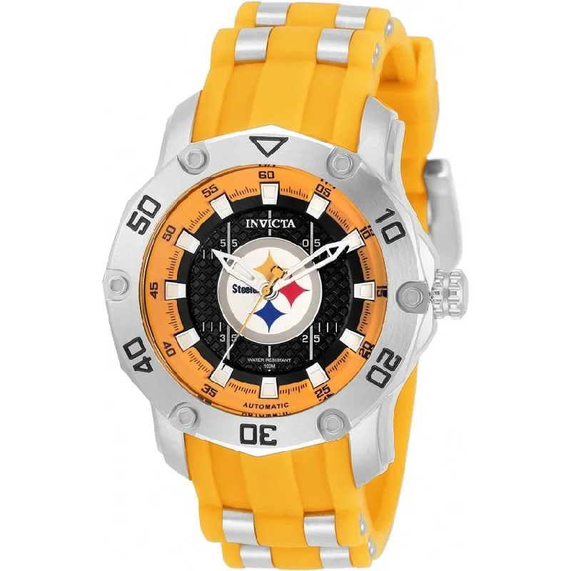 Invicta Women's 32896 NFL Steelers Automatic Yellow and Silver Silicone Watch