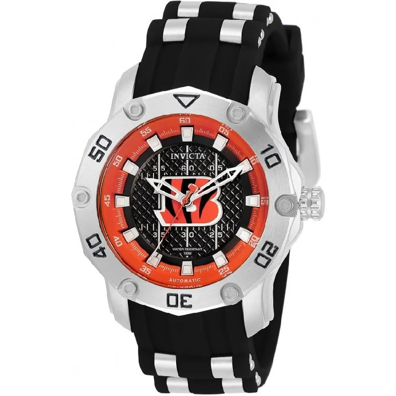 Invicta Women's 33055 NFL Bengals Automatic Black and Silver Silicone Watch