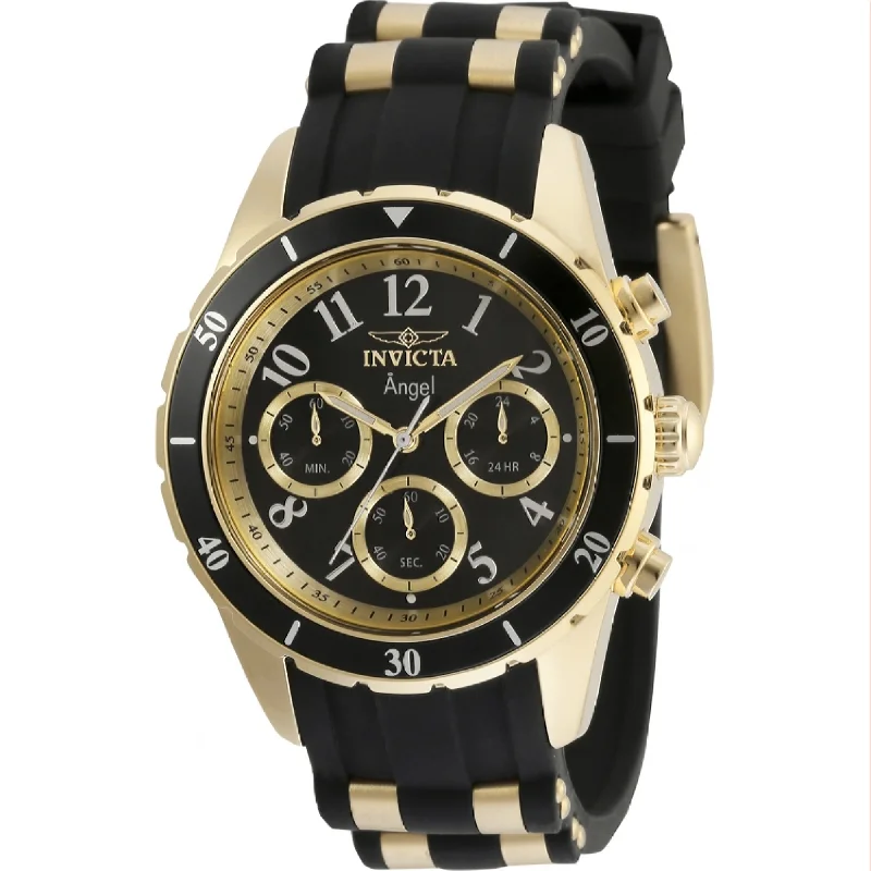 Invicta Women's 35589 Angel Black and Gold-Tone Polyurethane and Stainless Steel Watch