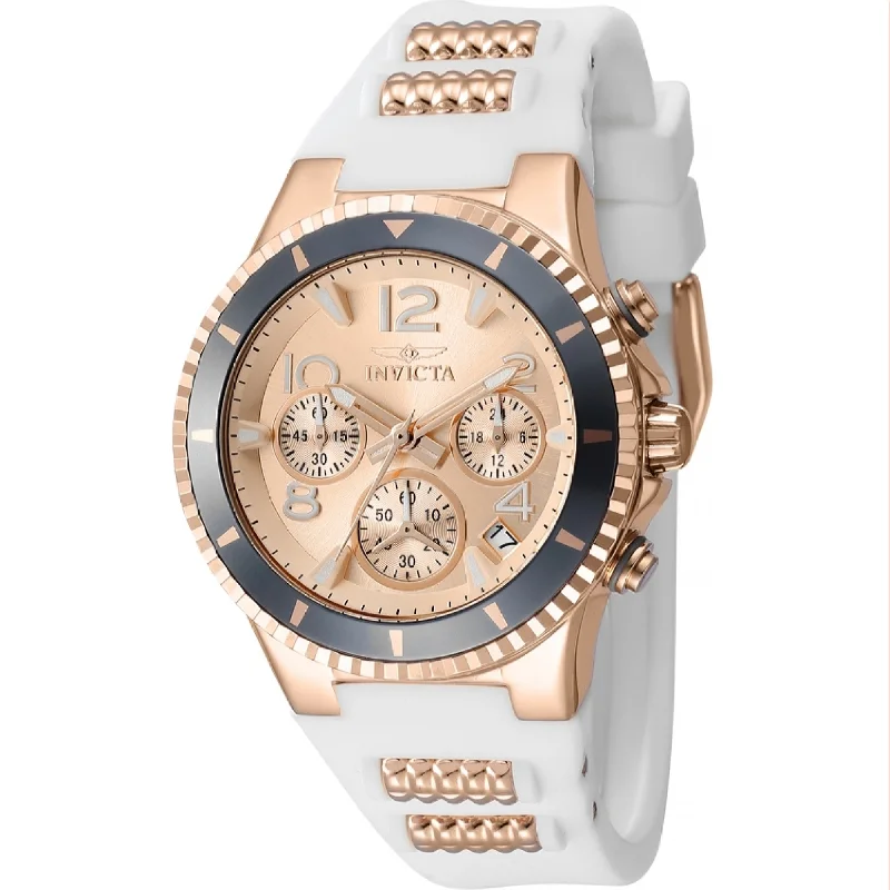 Invicta Women's 36910 Blu White and RG Ins Silicone Watch